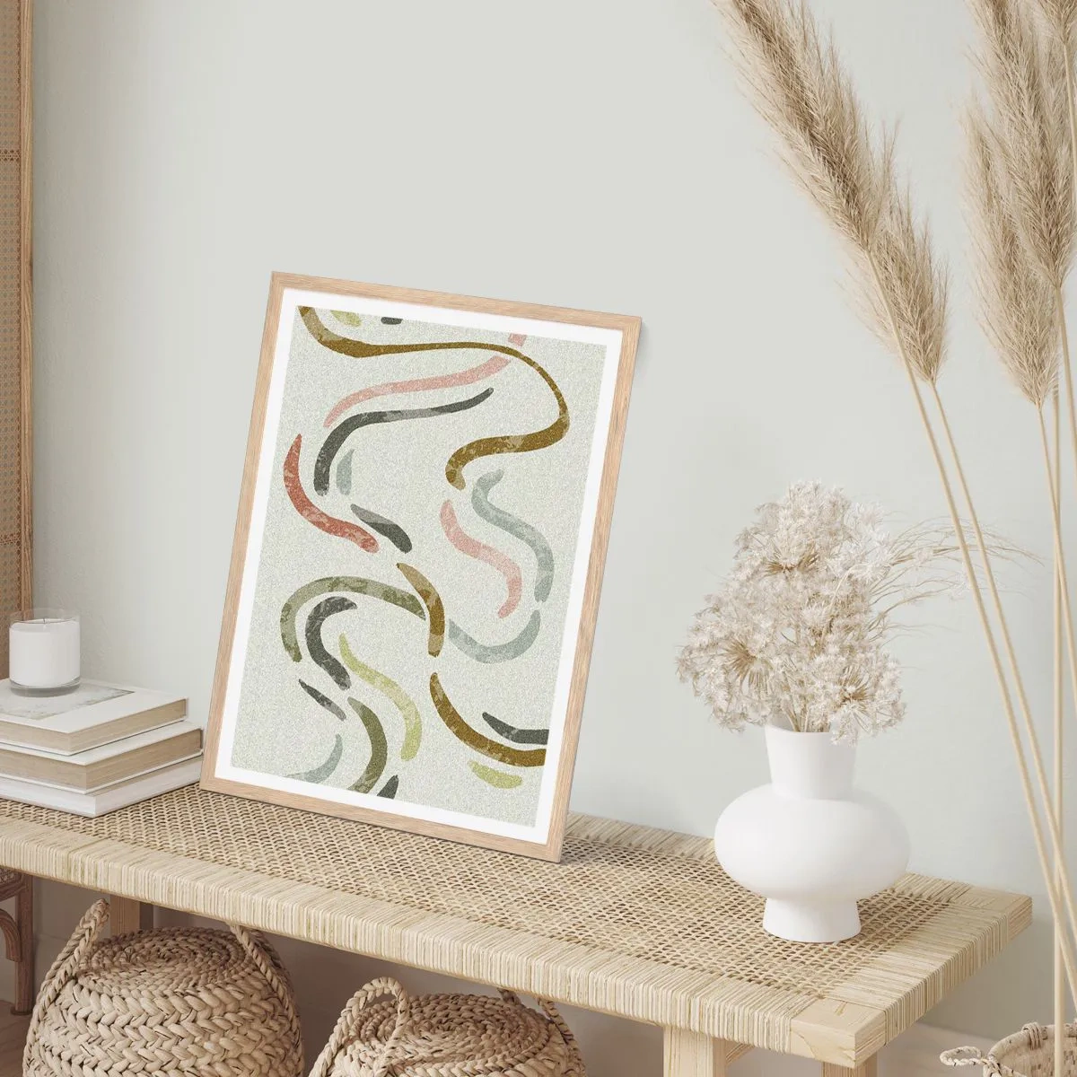 Plakát v rámu světlý dub - Radostný tanec abstrakce - 40x50 cm