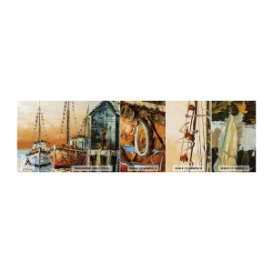 Vzor Fototapety Samolepicí Deluxe Sticker - Klidný návrat - Rybářská loď, Rybářský přístav, Kus - 100x30 cm