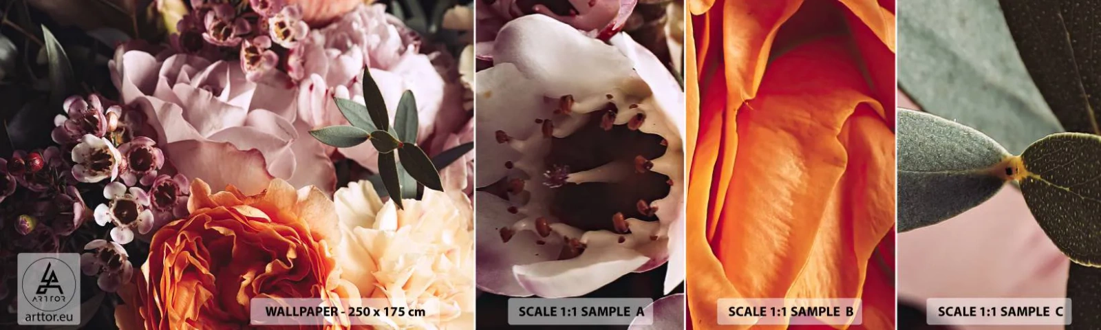 Fototapeta Vzorek Standard Eco - Zabalené do krásy - Květiny, Kytice květin, Růže - 100x30 cm