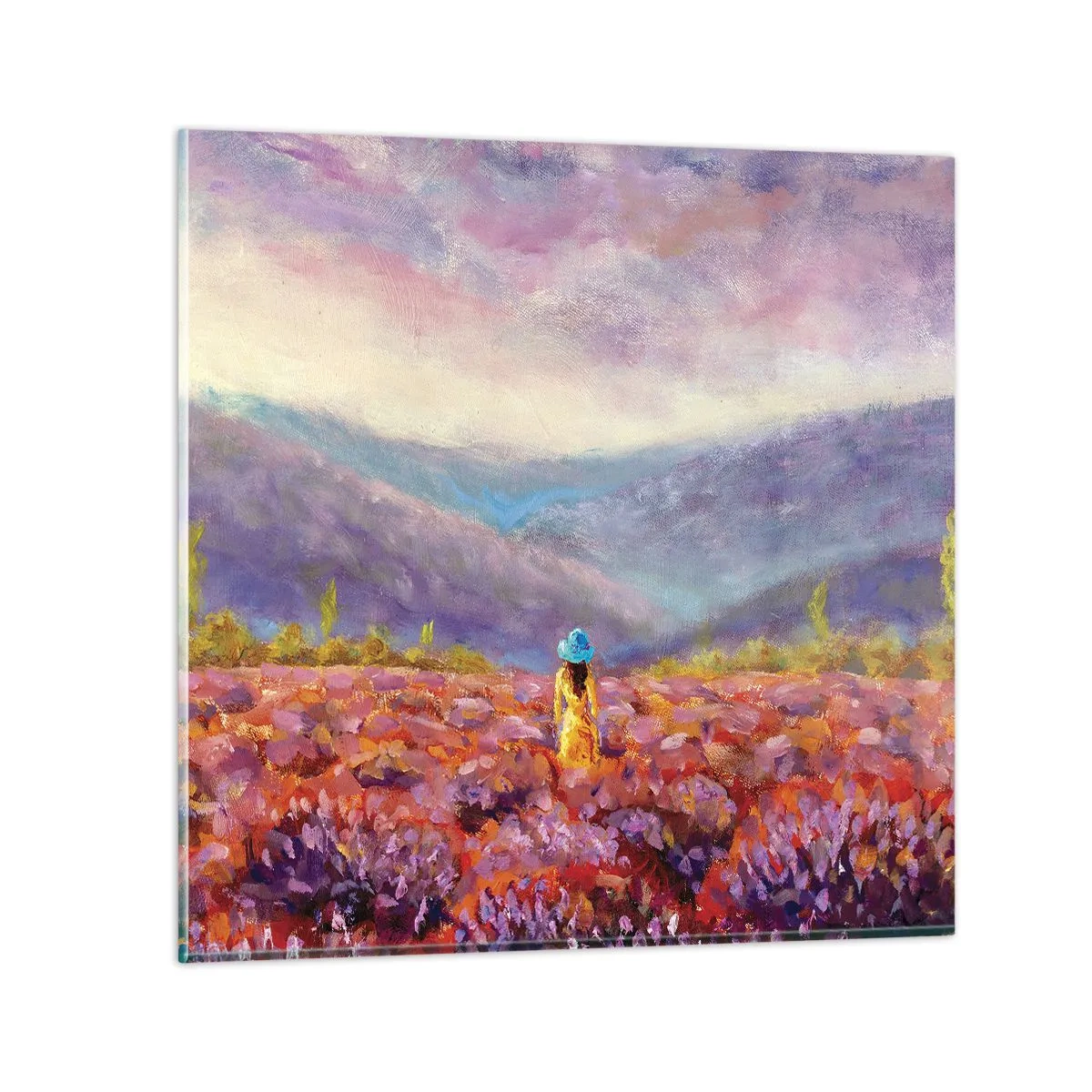 Obraz na skle - V levandulovém světě - 30x30 cm