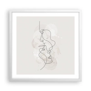 Plakát v bílém rámu - Zamotaní v objetí - 50x50 cm