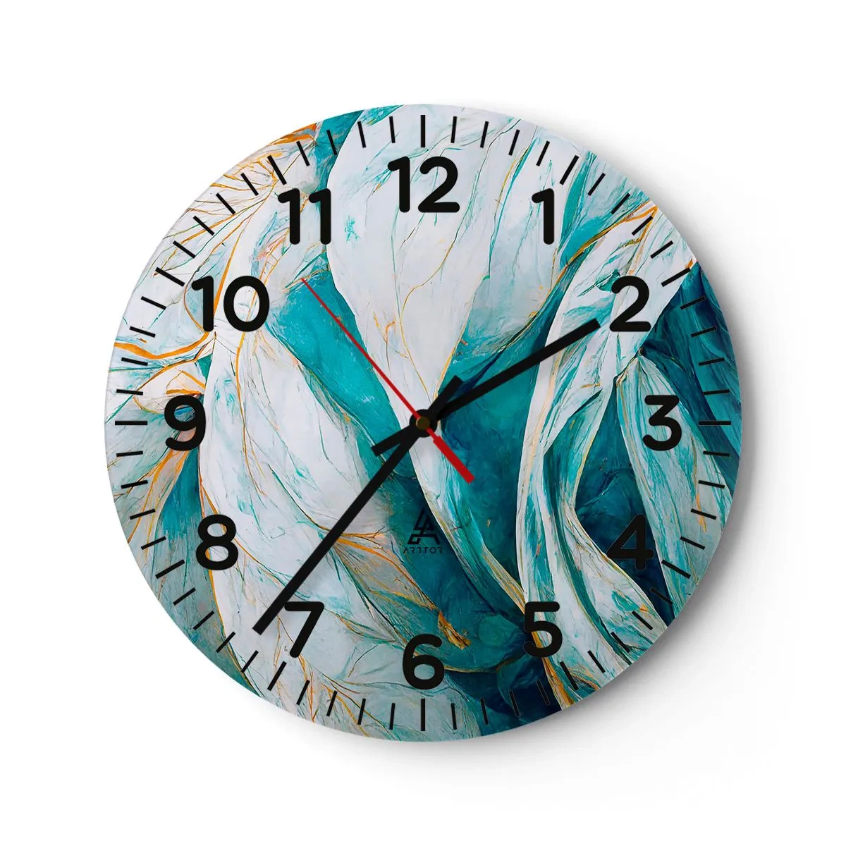 Nástěnné hodiny - Modrá abstrakce se zlatým motivem - 40x40 cm