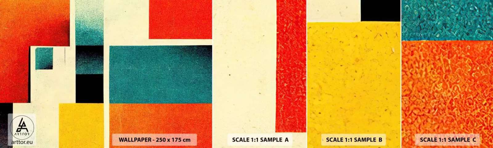 Vzor Fototapety Samolepicí Deluxe Sticker - Geometrická abstrakce – dobrá energie - Čtverce, Letitý, Kus - 100x30 cm