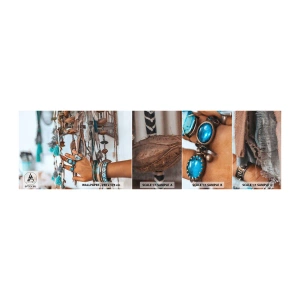 Vzor Fototapety Samolepicí Deluxe Sticker - Místní poklady - ženská ruka, Šperky, Boho - 100x30 cm