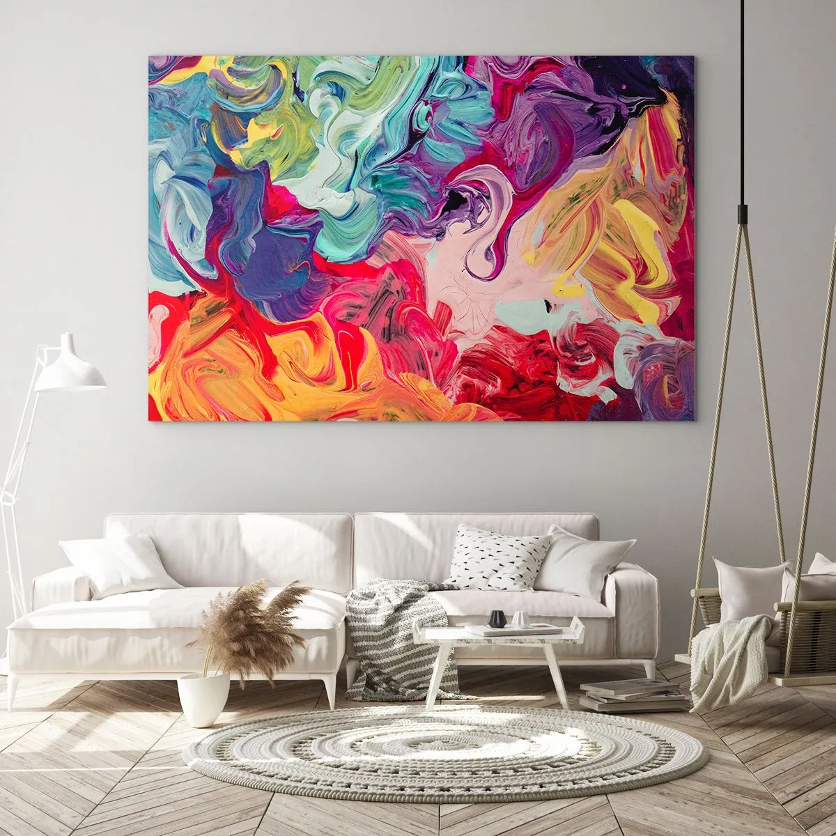 Obraz na skle - Zrození barev - 120x80 cm