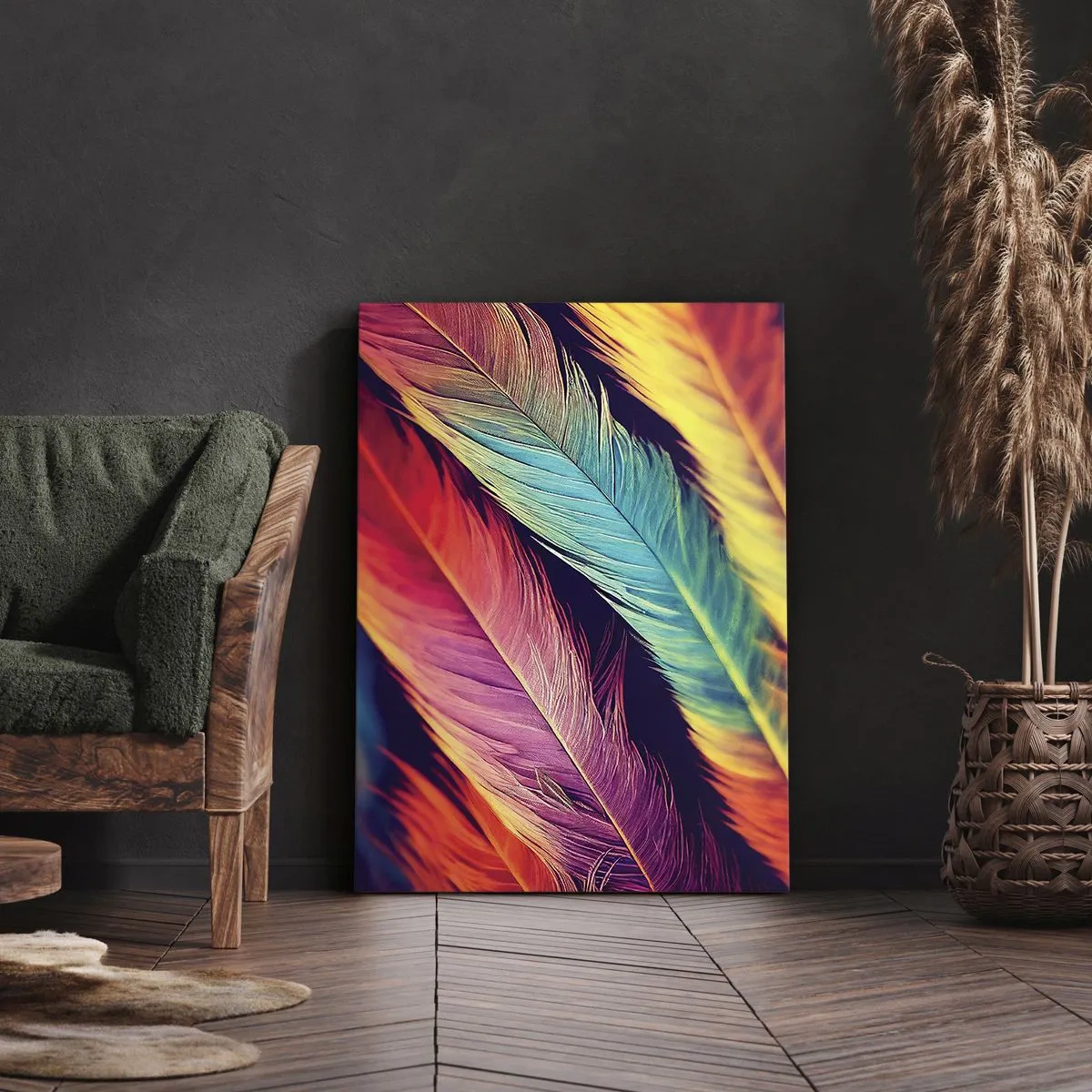 Obraz na plátně - Opeřená duha - 50x70 cm