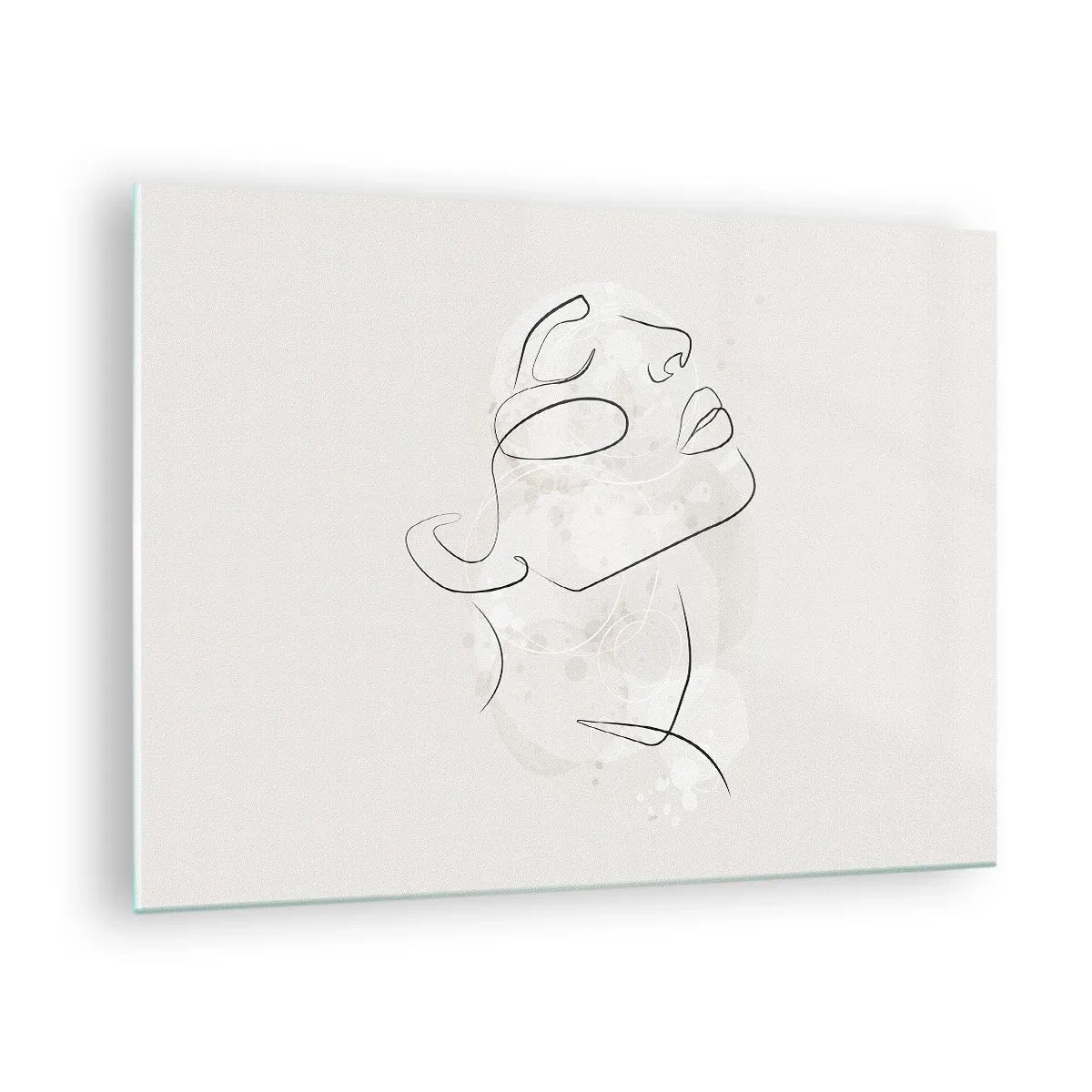 Obraz na skle - Minimalistická ženská tvář nakreslená jednou linkou. - 70x50cm - Náčrt snu - Moderní nástěnná dekorace do obývacího pokoje a ložnice ARTTOR
