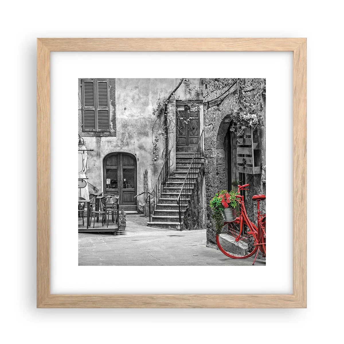 Plakát v rámu světlý dub - Toskánská ulička - 30x30 cm