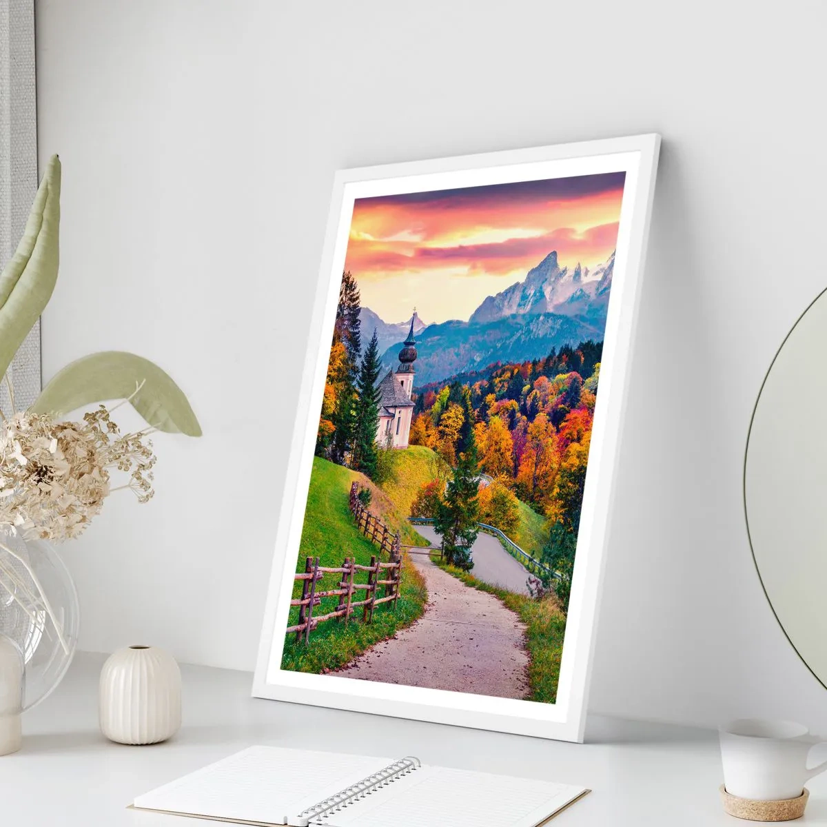 Plakát v bílém rámu - Naprosto ideální krajina - 70x100 cm