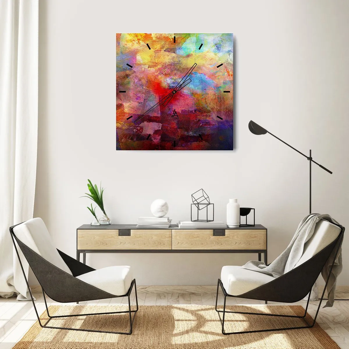 Nástěnné hodiny - Podívat se doprostřed duhy - 30x30 cm