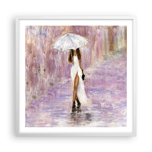 Plakát v bílém rámu - V liliovém dešti - 60x60 cm
