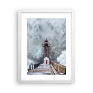 Plakát v bílém rámu - Hukot vody, šum větru - 30x40 cm