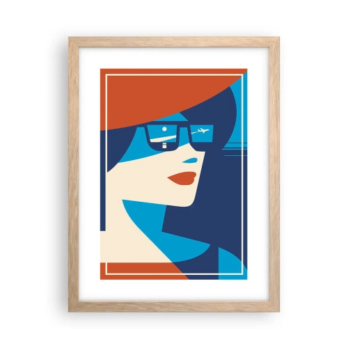 Plakát v rámu světlý dub - Prázdninová cesta - 30x40 cm