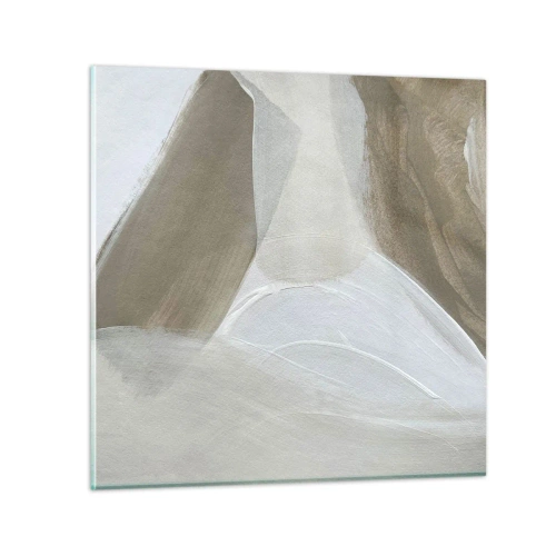 Obraz na skle - Vlna bílé - 30x30 cm
