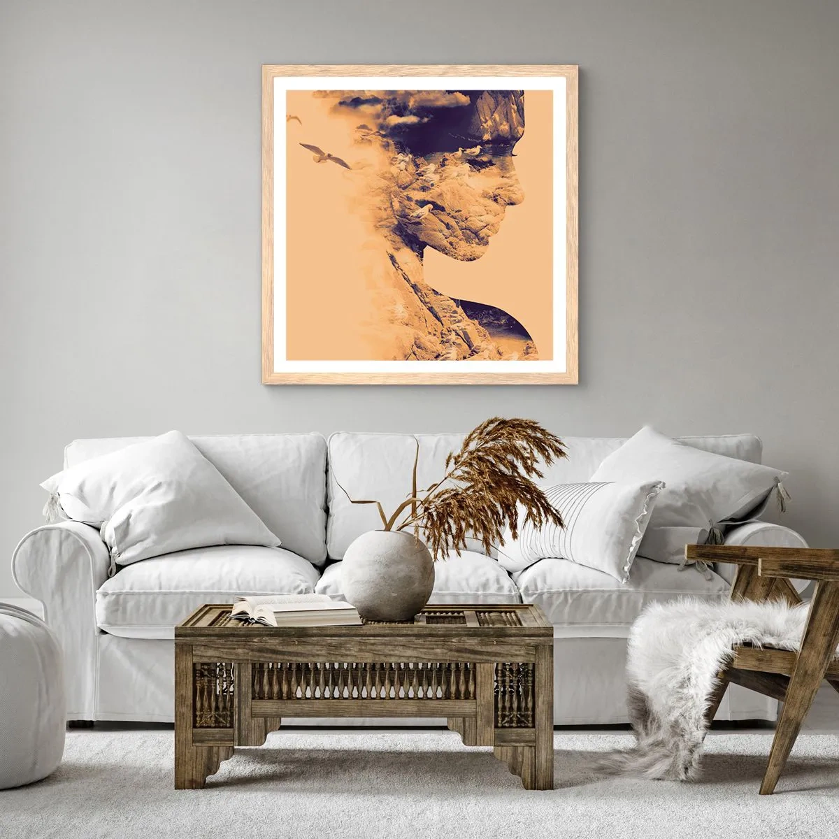 Plakát v rámu světlý dub - Krásná od přírody - 60x60 cm