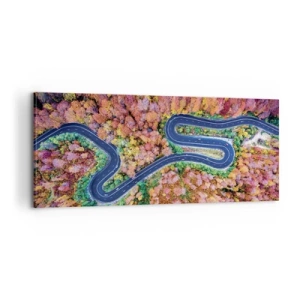 Obraz na plátně - Klikatá cesta lesem - 100x40 cm