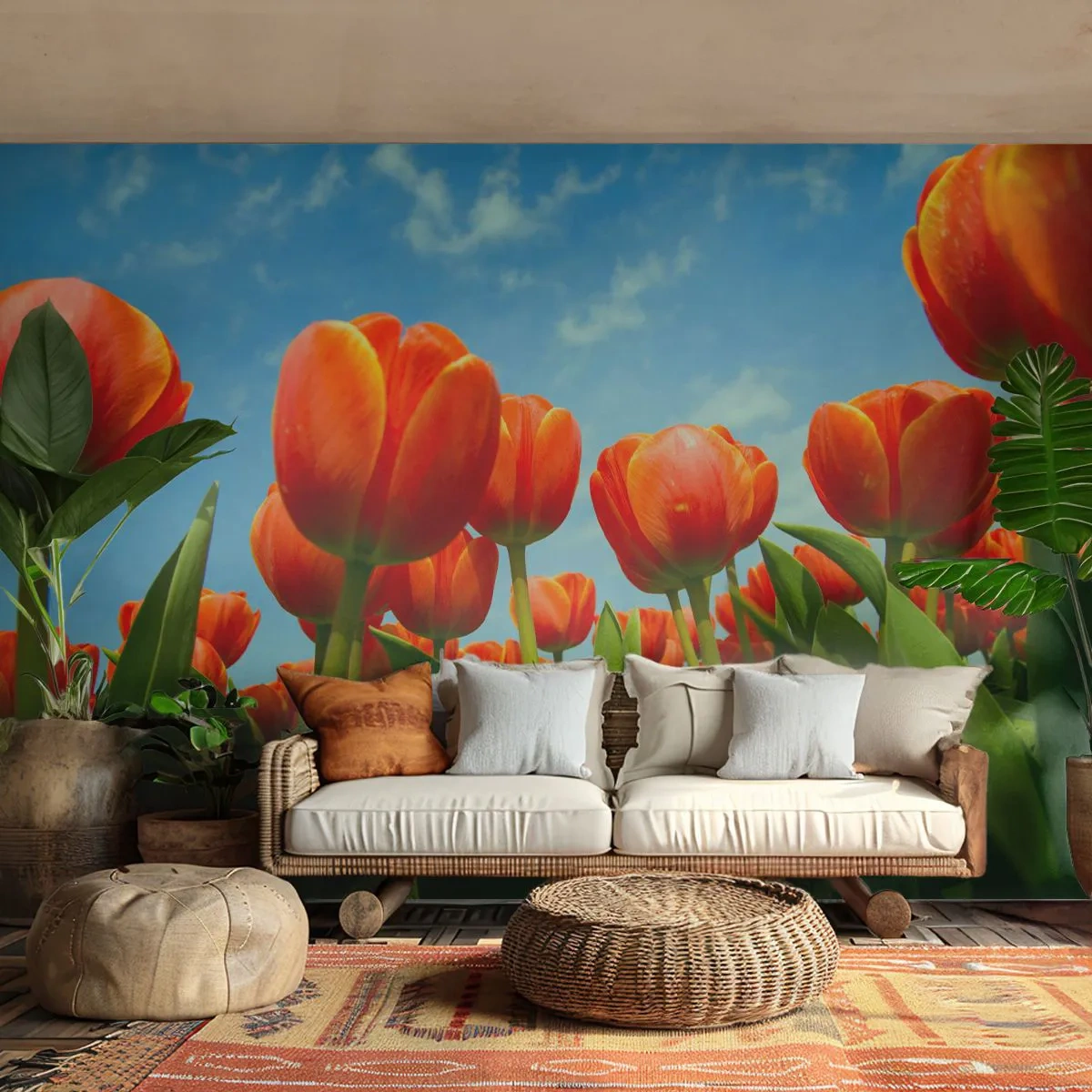 Fototapeta Samolepicí Deluxe Sticker - Kromě blankytného nebe nic v životě nepotřebují - Květiny, tulipány, Příroda - 250x175 cm