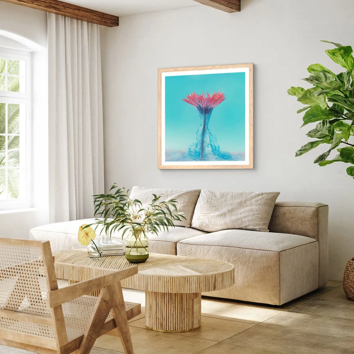 Plakát v rámu světlý dub - V osvěžujícím objetí - 40x40 cm