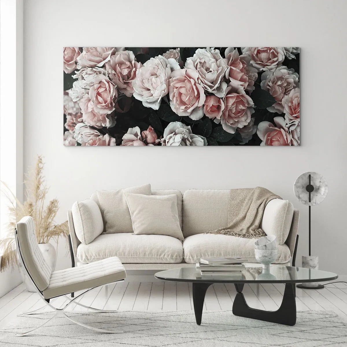Obraz na skle - Růžový ansámbl - 120x50 cm