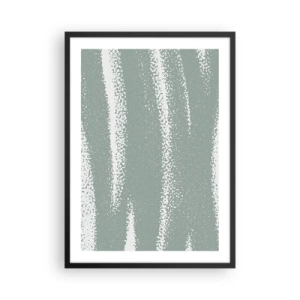 Plakát v černém rámu - Minimalistická kompozice v odstínech zelené a bílé - 50x70cm - Abstrakce v zimním stylu - Moderní nástěnná dekorace do obývacího pokoje a ložnice ARTTOR