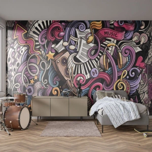 Fototapeta Premium Canvas - Komplikovaná melodie - Hudba, Nástěnná malba, Graffiti - 100x70 cm