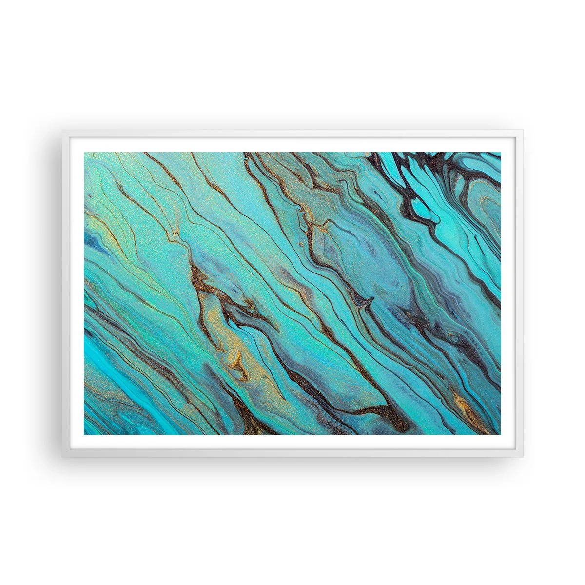 Plakát v bílém rámu - Tyrkysový příliv - 100x70 cm