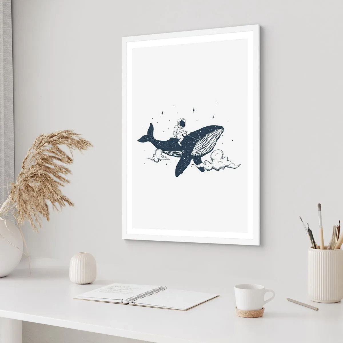 Plakát v bílém rámu - Vesmírné dobrodružství - 50x70 cm