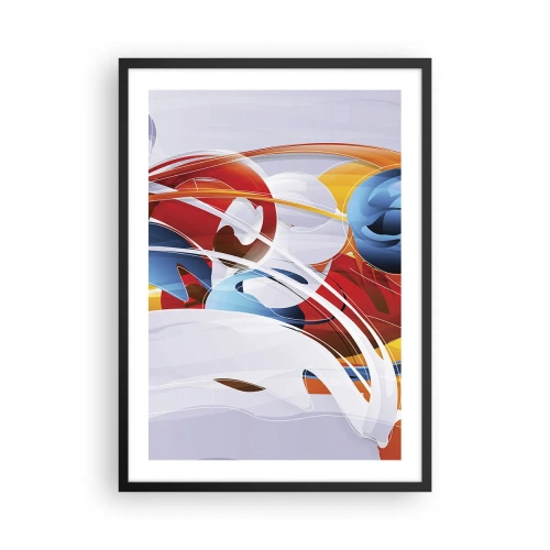 Plakát v černém rámu - Barevná abstrakce s dynamickými tvary - 50x70cm - Tanec živlů - Moderní nástěnná dekorace do obývacího pokoje a ložnice ARTTOR