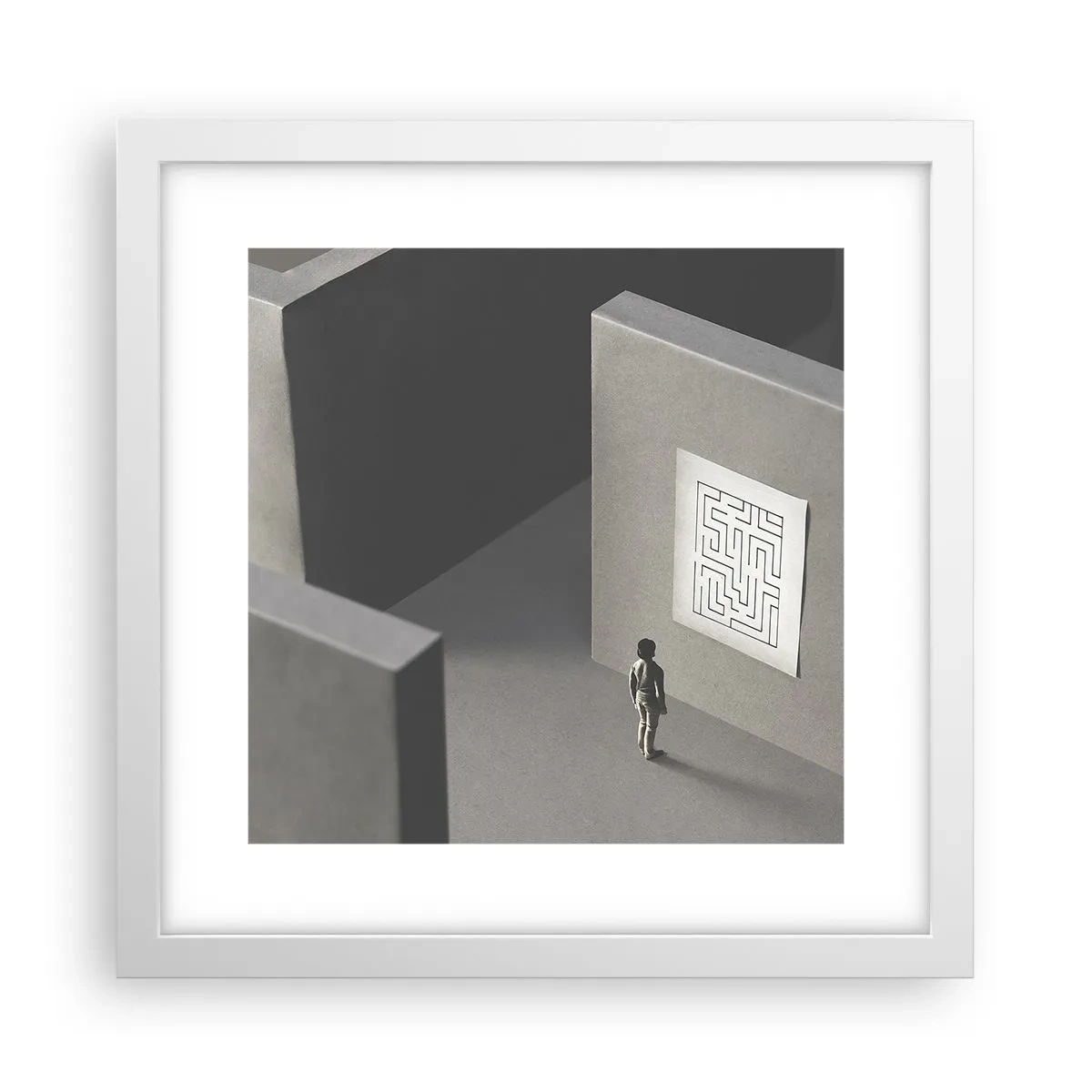 Plakát v bílém rámu - Kde to ale jsem? - 30x30 cm