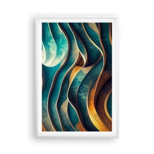 Plakát v bílém rámu - Meandry modré - 61x91 cm