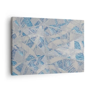 Obraz na plátně - Geometrické vzory v odstínech modré a šedé - 70x50cm - V šedomodrém labyrintu - Moderní nástěnná dekorace do obývacího pokoje a ložnice ARTTOR