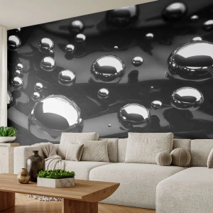 Fototapeta Premium Sand - Z černé tůně - Abstrakce, Chromové koule, 3D - 100x70 cm