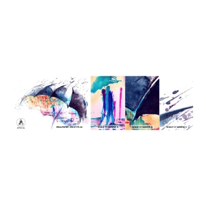 Vzor Fototapety Samolepicí Deluxe Sticker - Procházka v dešti - Abstrakce, Deštník, Architektura - 100x30 cm