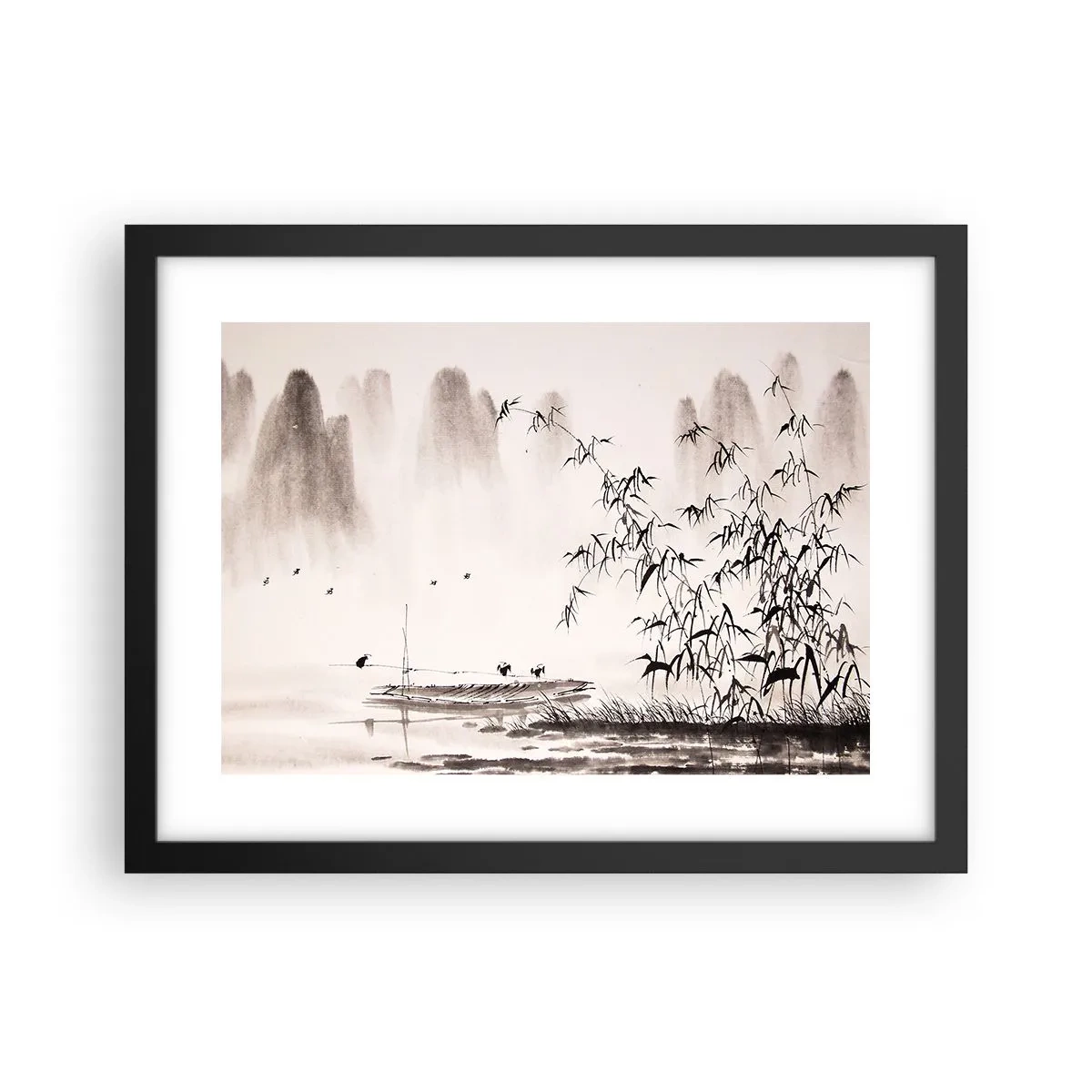 Plakát v černém rámu - Klid rýžových polí - 40x30 cm