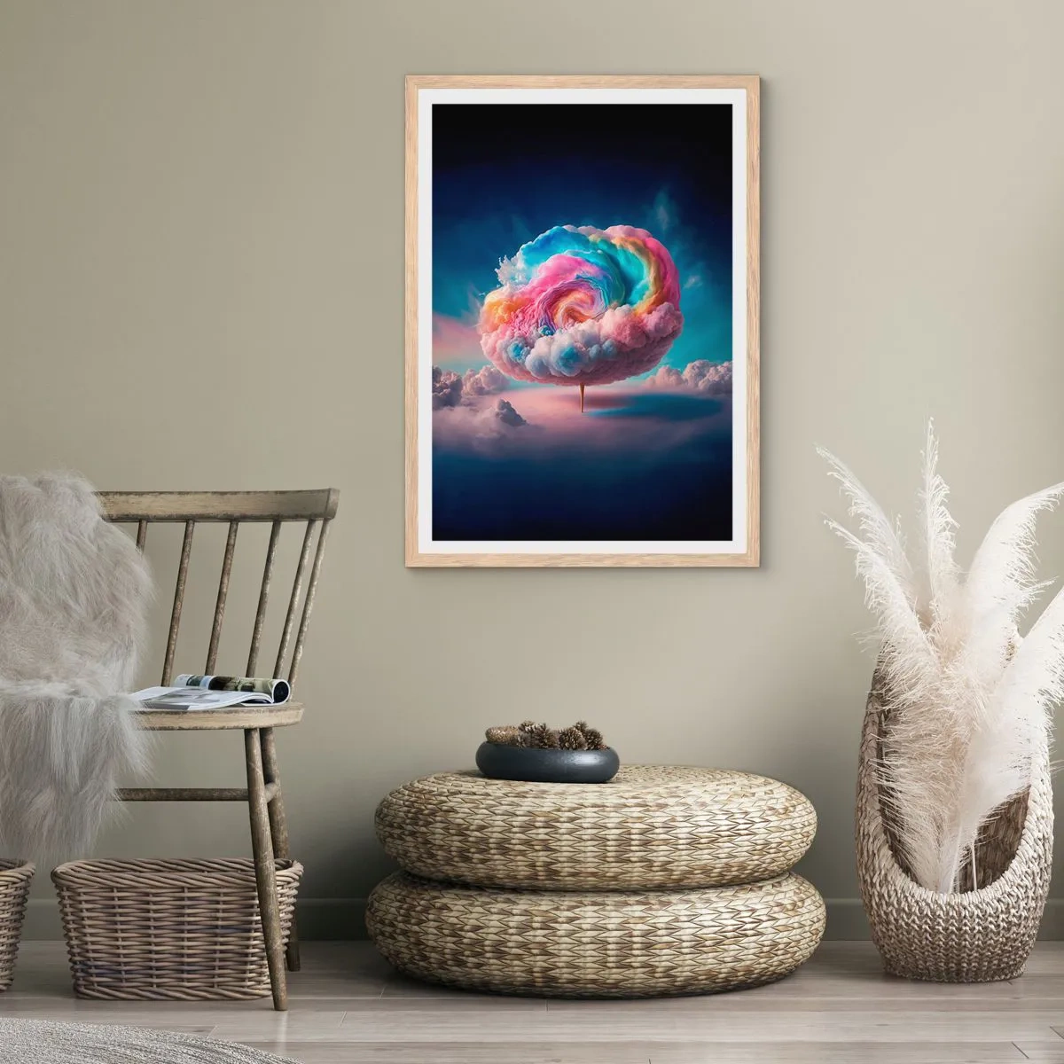 Plakát v rámu světlý dub - Sen o zábavním parku - 70x100 cm