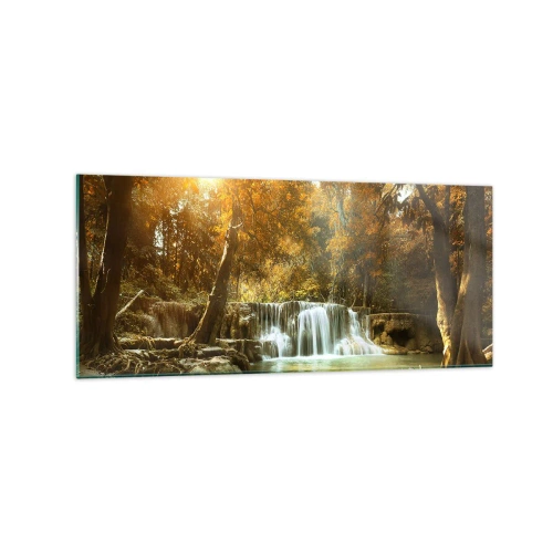 Obraz na skle - Parkový vodopád - 120x50 cm