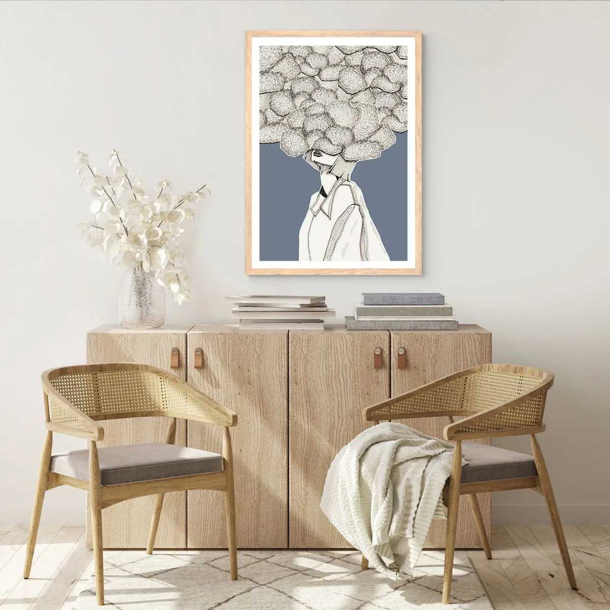 Plakát v rámu světlý dub - S hlavou v oblacích - 70x100 cm