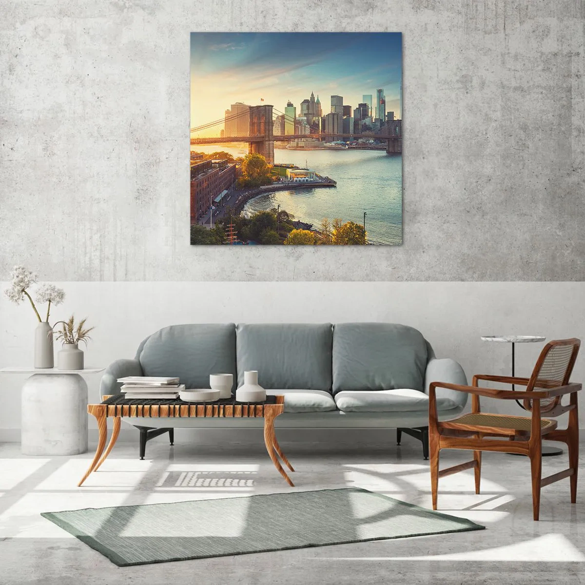 Obraz na skle - Svítání velkoměsta - 70x70 cm