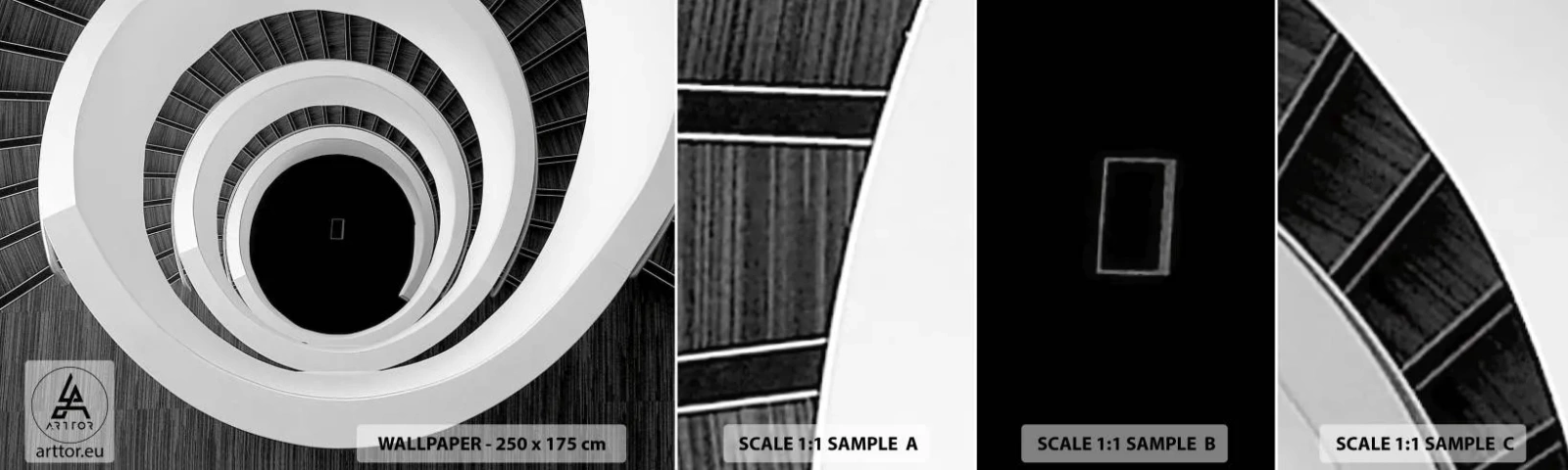 Vzor Fototapety Samolepicí Deluxe Sticker - K podstatě věcí - Kus, Abstrakce, Točité schodiště - 100x30 cm