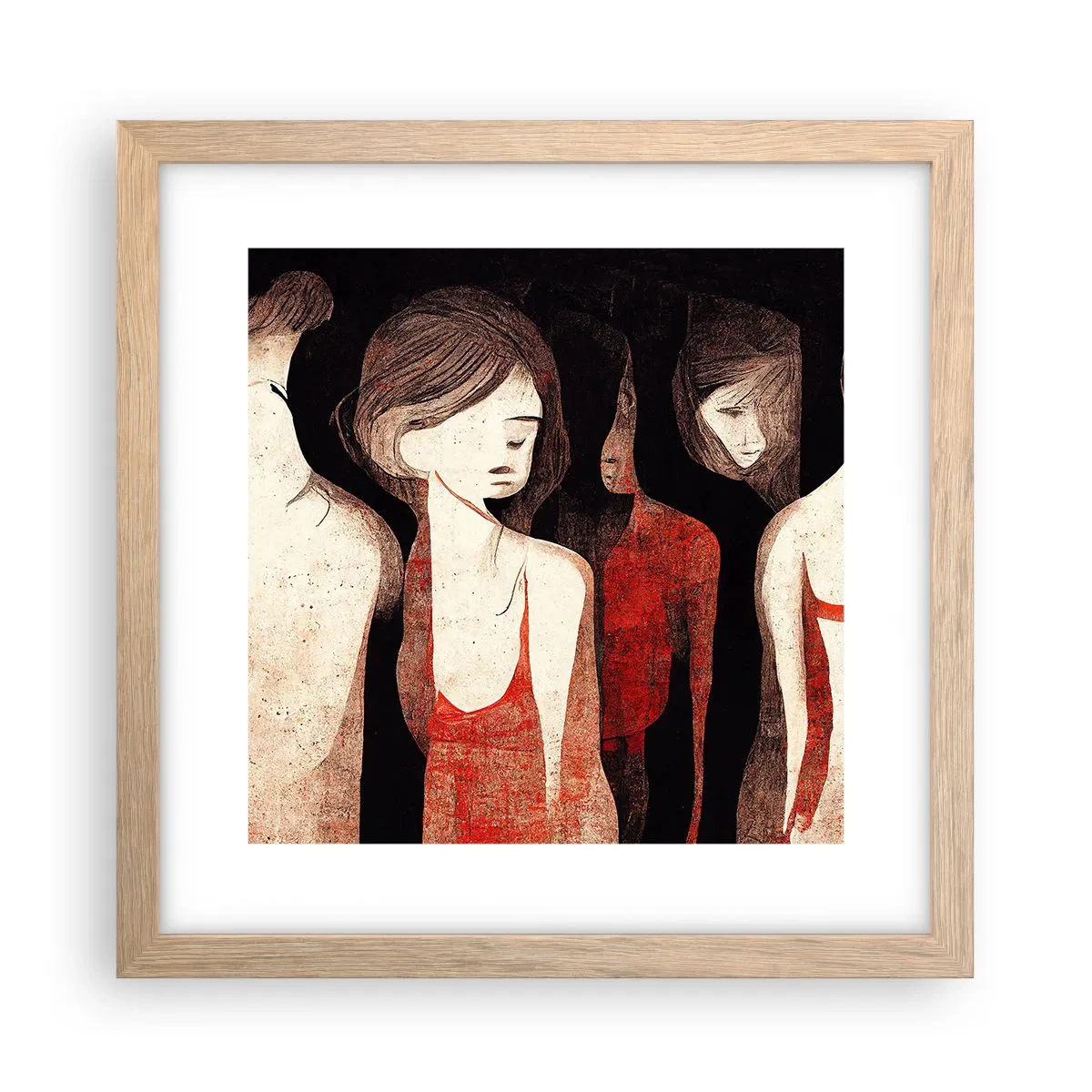 Plakát v rámu světlý dub - Madony z temnoty - 30x30 cm