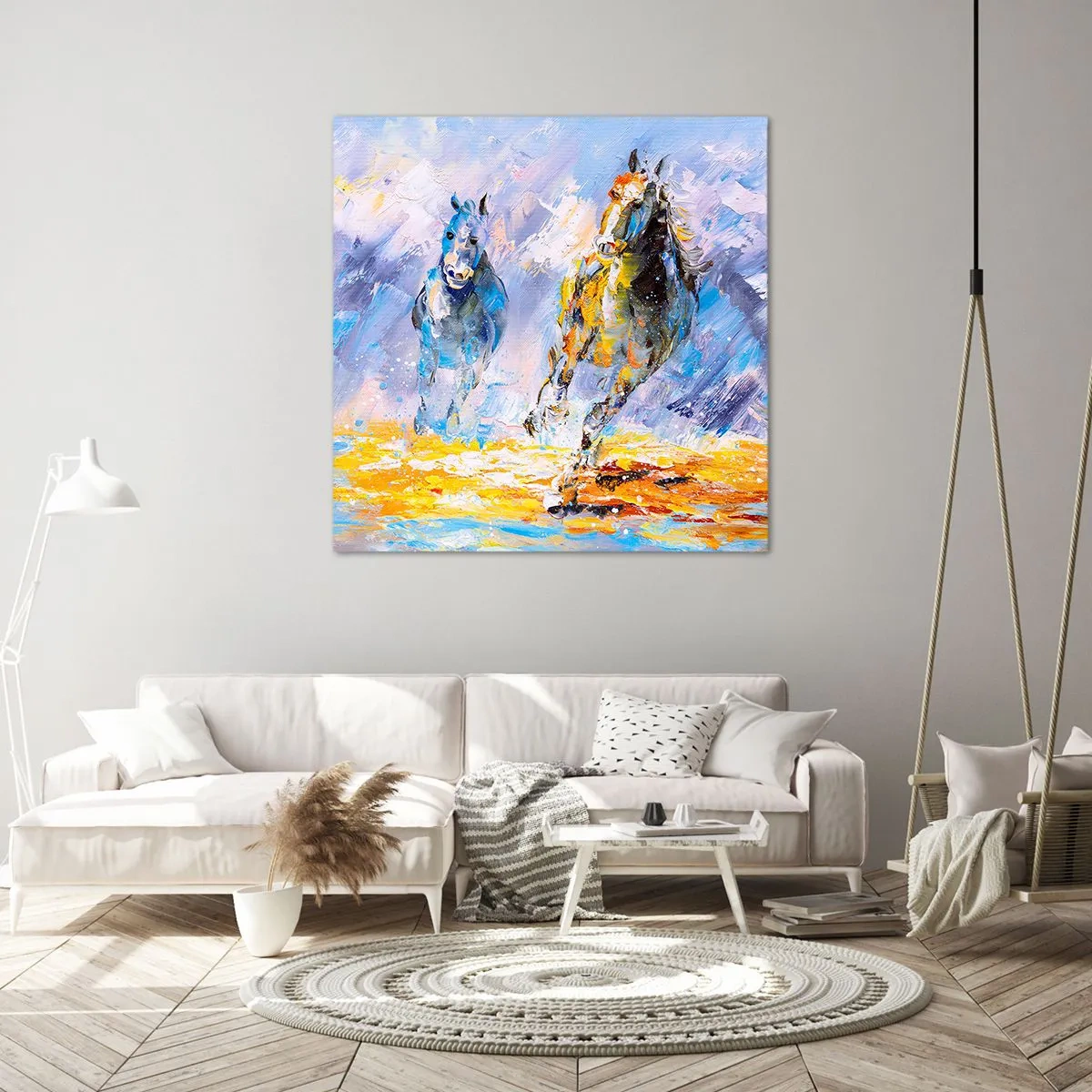 Obraz na plátně - Cválající skrze září - 50x50 cm