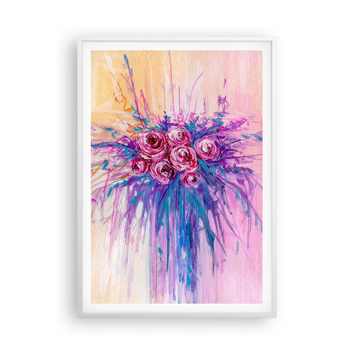 Plakát v bílém rámu - Růžová fontána - 70x100 cm