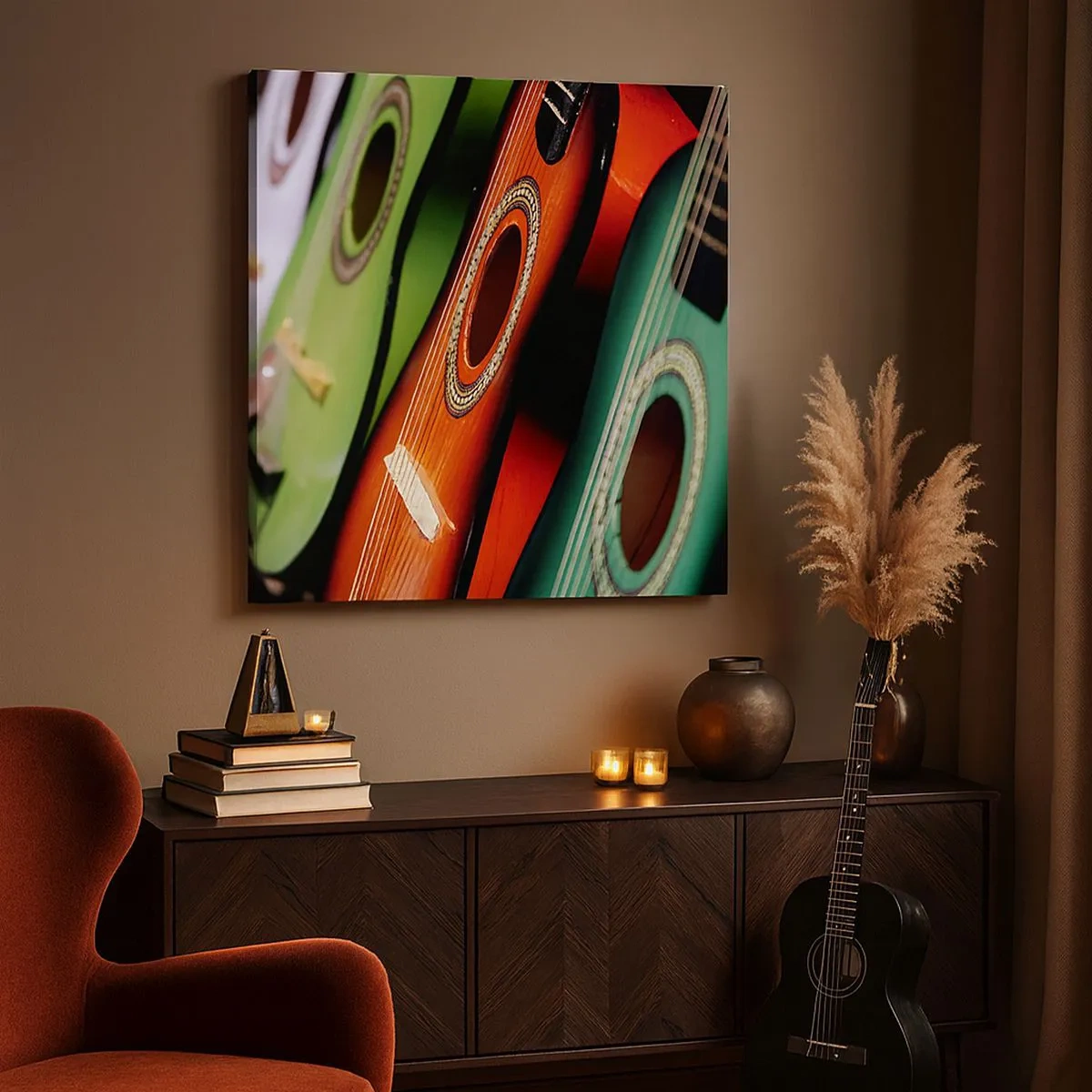 Obraz na plátně - Kytara má hodně barev - 30x30 cm