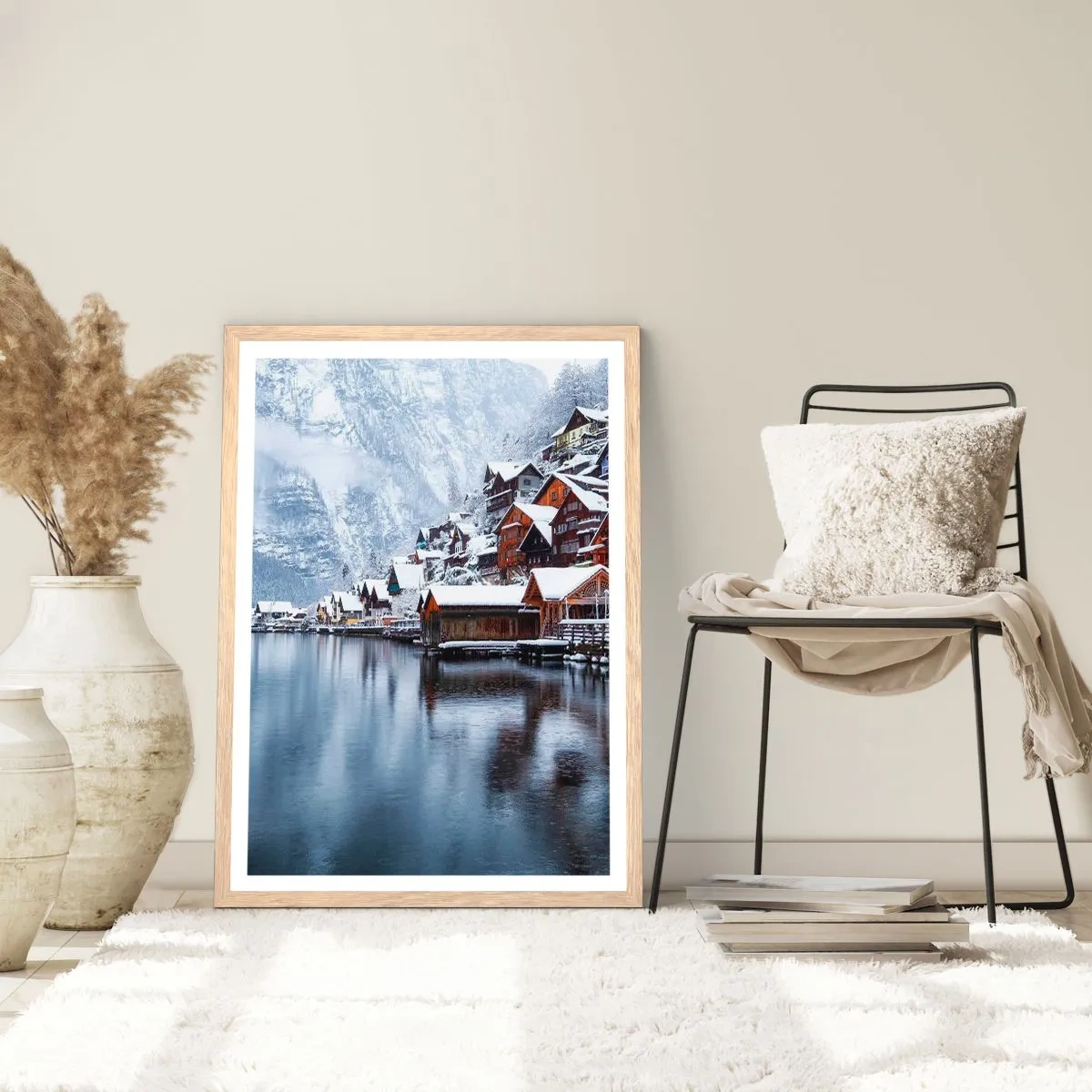 Plakát v rámu světlý dub - V zimní dekoraci - 61x91 cm