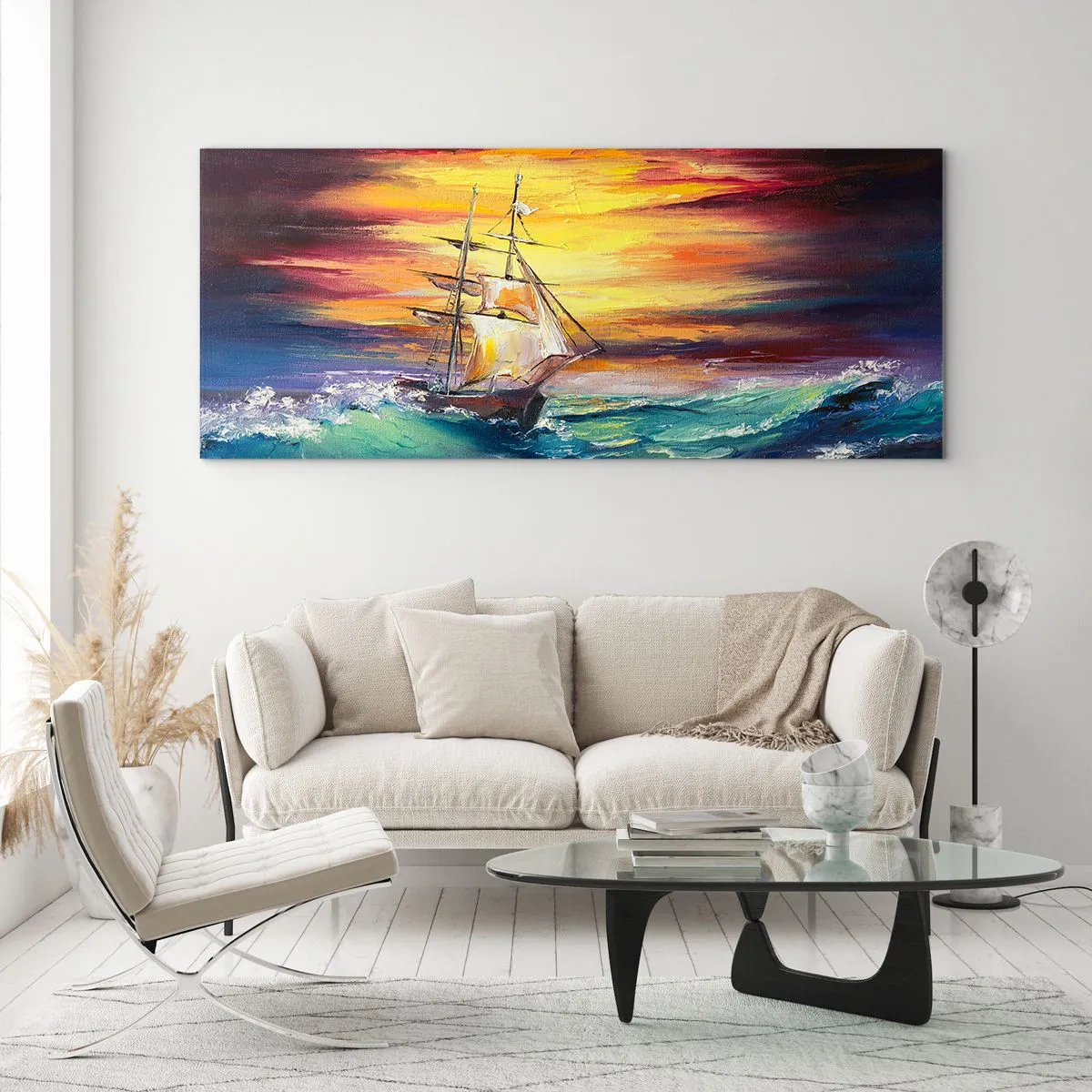 Obraz na skle - Statečně proti vlnám - 120x50 cm