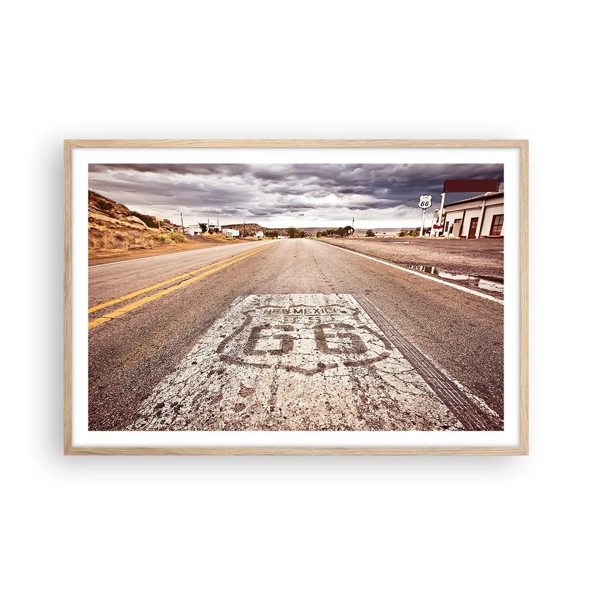 Plakát v rámu světlý dub - Mother Road - americká legenda - 91x61 cm
