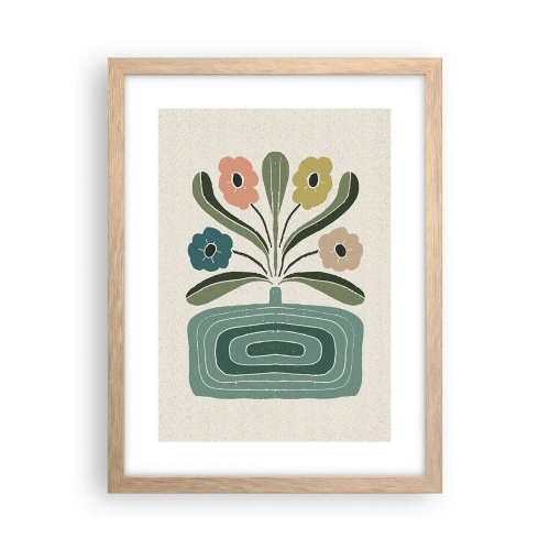 Plakát v rámu světlý dub - Symetrická kytice - 30x40 cm