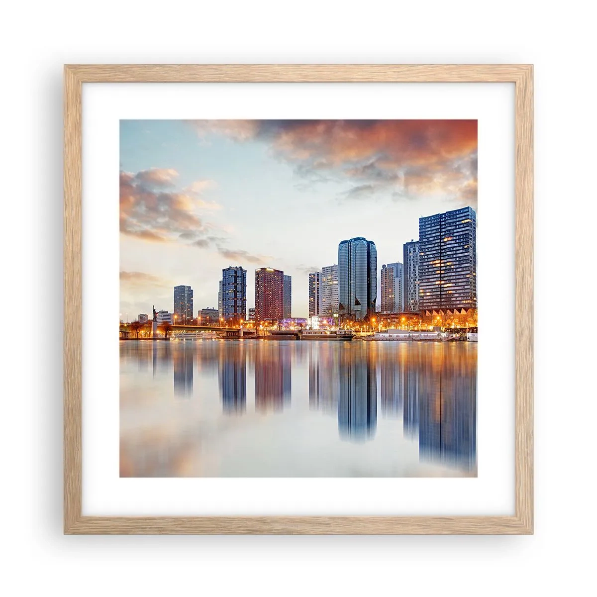 Plakát v rámu světlý dub - Monumentální klid Paříže - 40x40 cm