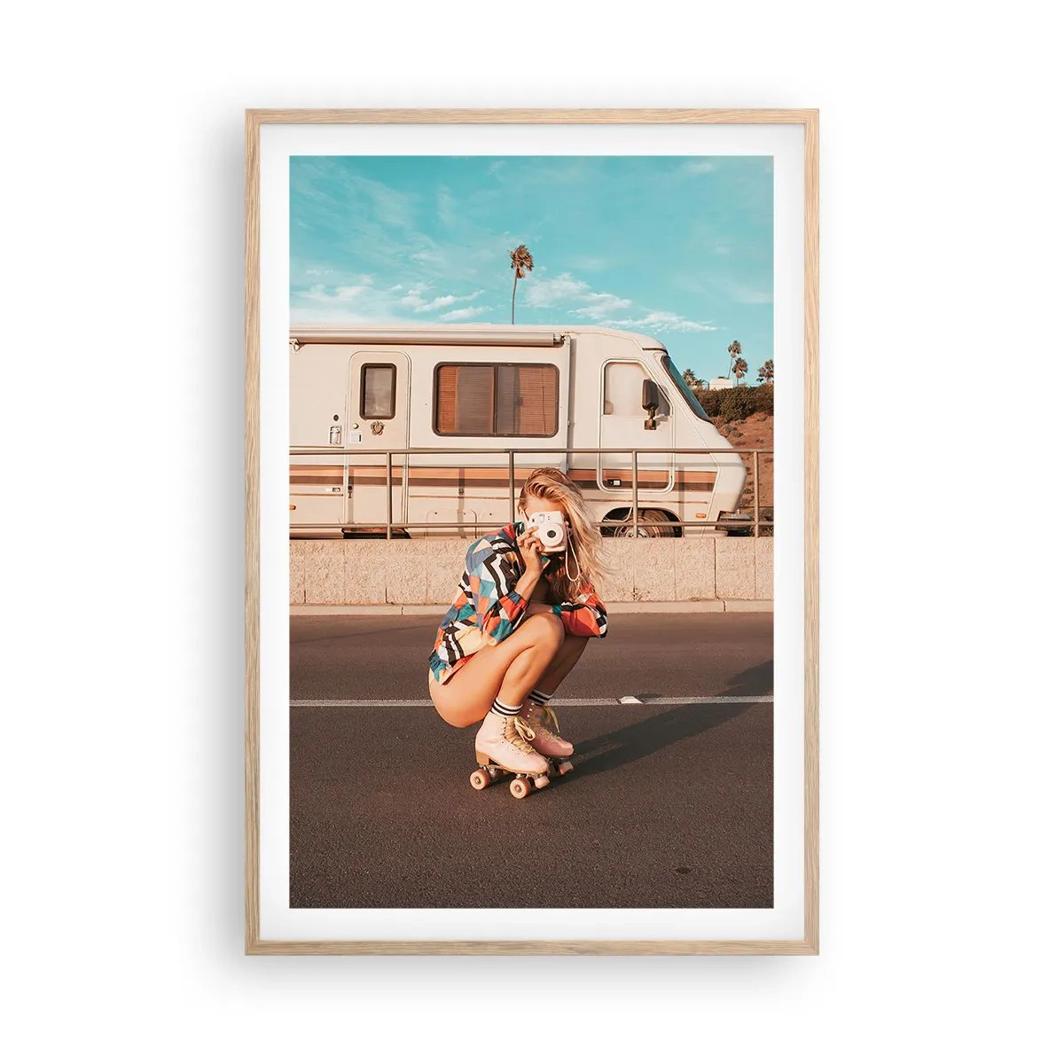 Plakát v rámu světlý dub - Usmějte se! - 61x91 cm