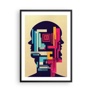 Plakát v černém rámu - Abstraktní silueta s geometrickými tvary - 50x70cm - Nové vazby - Moderní nástěnná dekorace do obývacího pokoje a ložnice ARTTOR